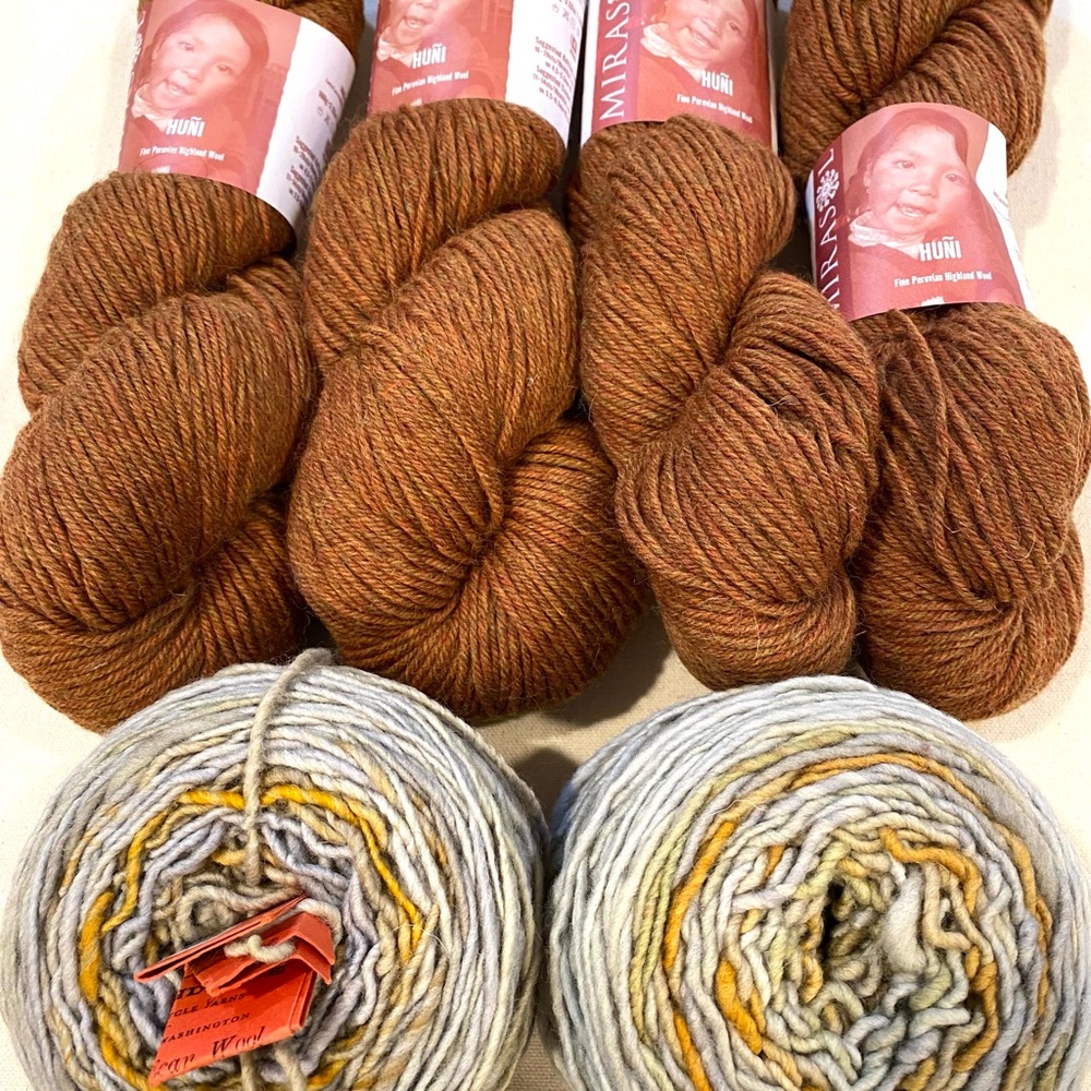 Vintage Spincycle Yarns and discontinued Mirasol Huni- Prairie Skies Shawl Kit - Picture 5 of 11